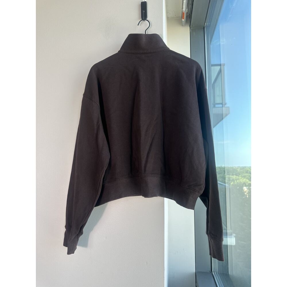 Lilysilk Heirloom '89 Half-zip Espresso Cotton Mulberry Silk Blend Pullover Sz L - Picture 3 of 12